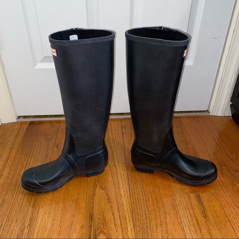 HUNTER WOMEN’S Navy Matte TALL RAIN BOOTS SIZE 8 - Picture 12 of 13
